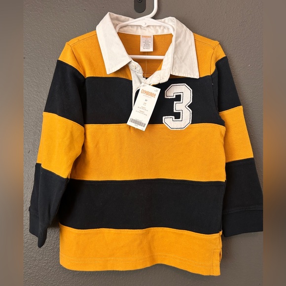 Gymboree Long Sleeve Yellow And Blue Stripped Collared Shirt Size 3T NWT - Picture 1 of 4